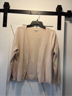 Women's Open-Front Knit Cardigan in Light Beige